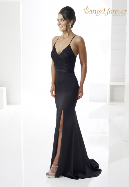Angel Forever Black Fitted Evening Dress / Prom Dress